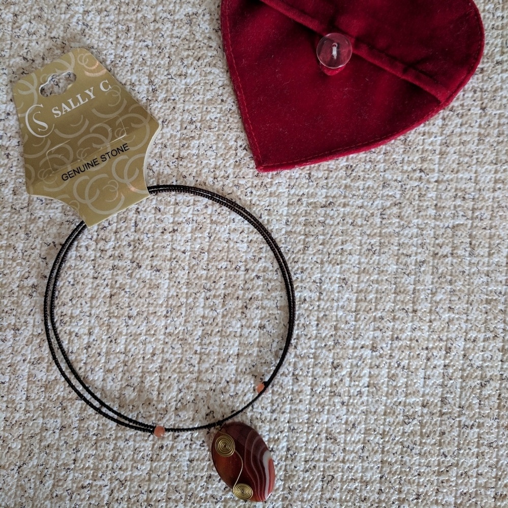 Choker Genuine Stone Gold Tone Wire Beads Y2K